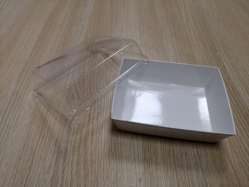蛋糕盒包装：透明PET吸塑盖+防油纸盒